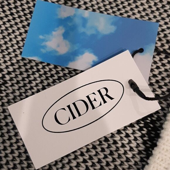 CIDER Cream with Black Deign Halter Sweater Mini Dress NWT - Picture 5 of 11